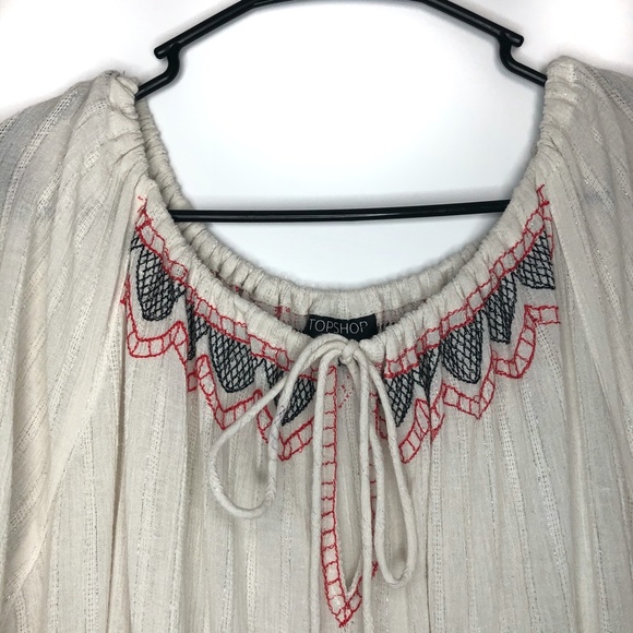 Topshop NWOT Boho Embroidered Dress with Tassels L - Picture 6 of 16